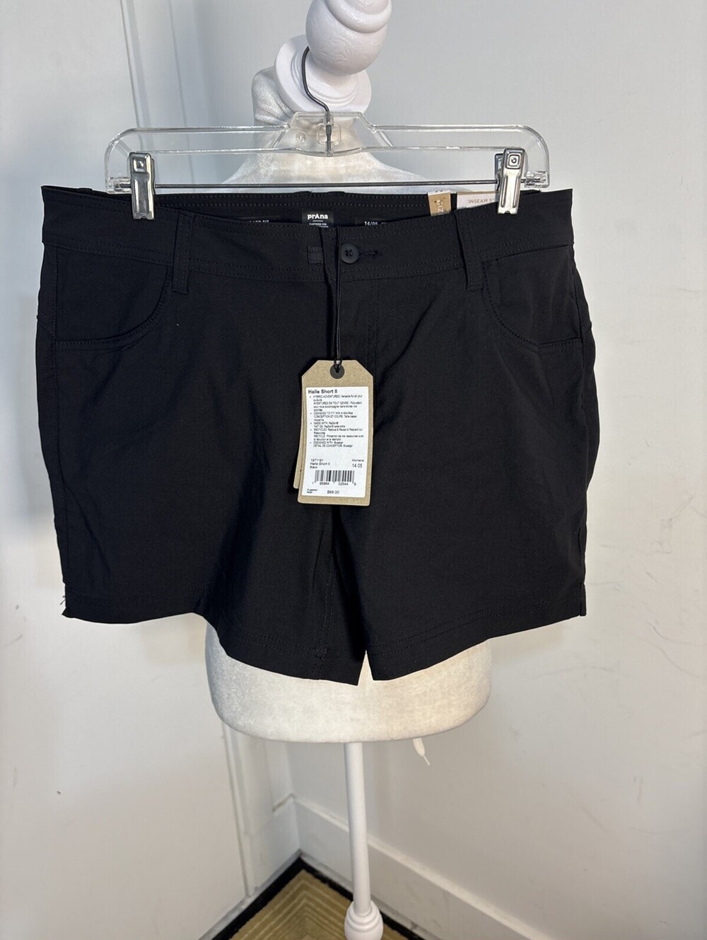 NWT PrAna Halle Shorts Sz 22W 7”inseam Blk Brand New With Tags $69